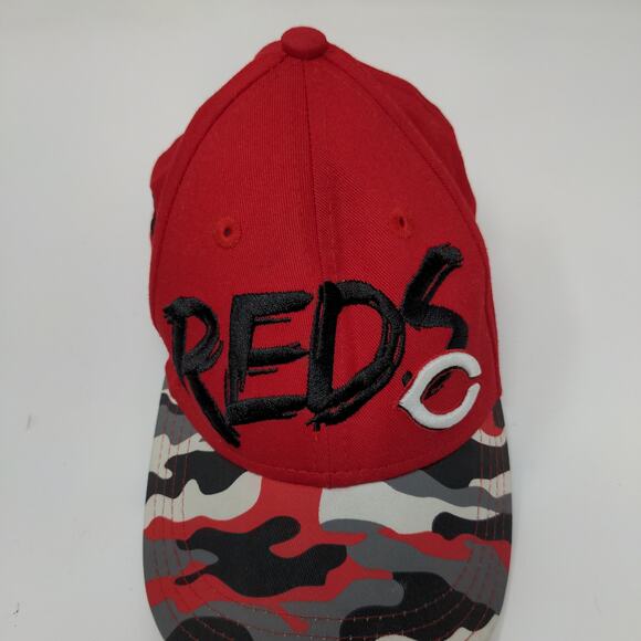 New Era Boys Cincinnati Reds Camo Red Snapback Hat Size Child Embroidered Logo - Picture 2 of 11